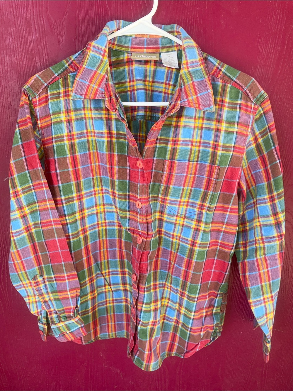 Liz Claiborne Sport vintage plaid Red Multicolor Plaid Button-Down Shirt